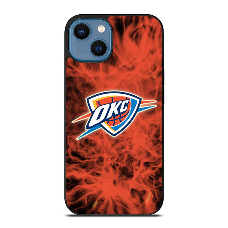 OKLAHOMA CITY THUNDERS BASKETBALL NBA FIRE iPhone 14 Case Cover