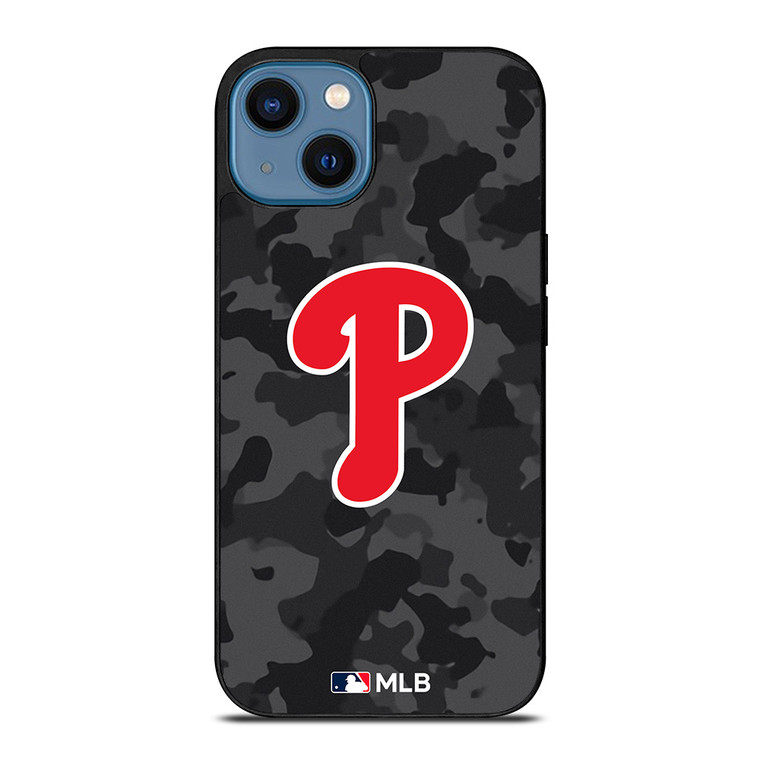 PHILADELPHIA PHILLIES BASEBALL BLACK CAMO iPhone 14 Case Cover PHILADELPHIA PHILLIES BASEBALL BLACK CAMO iPhone 14 Case Cover