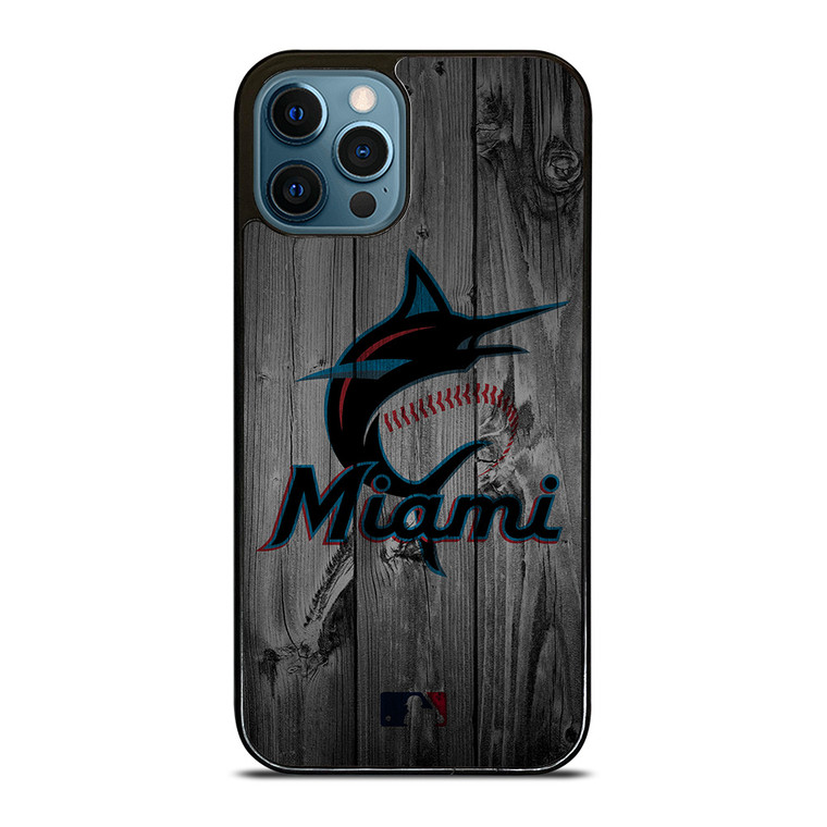 MIAMI MARLINS BASEBALL MLB WOOD LOGO iPhone 12 Pro Max Case Cover