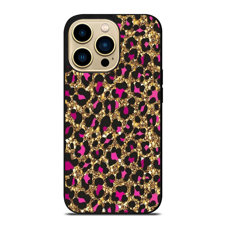 PINK LEOPARD GLITTER SKIN iPhone 14 Pro Max Case Cover