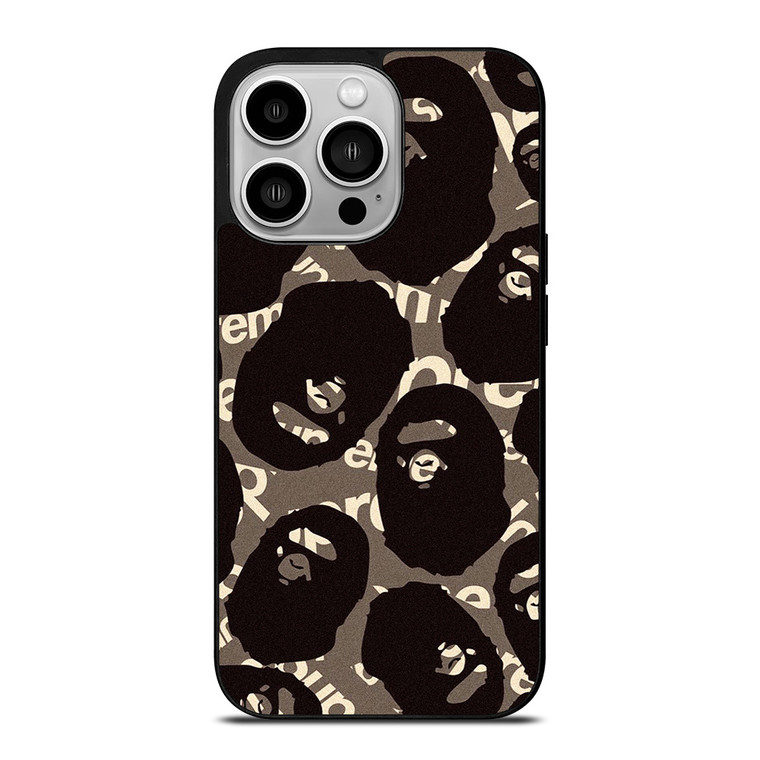 A BATHING APE SUPREME BLACK iPhone 14 Pro Case Cover