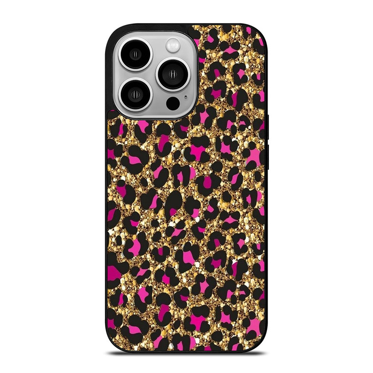PINK LEOPARD GLITTER SKIN iPhone 14 Pro Case Cover