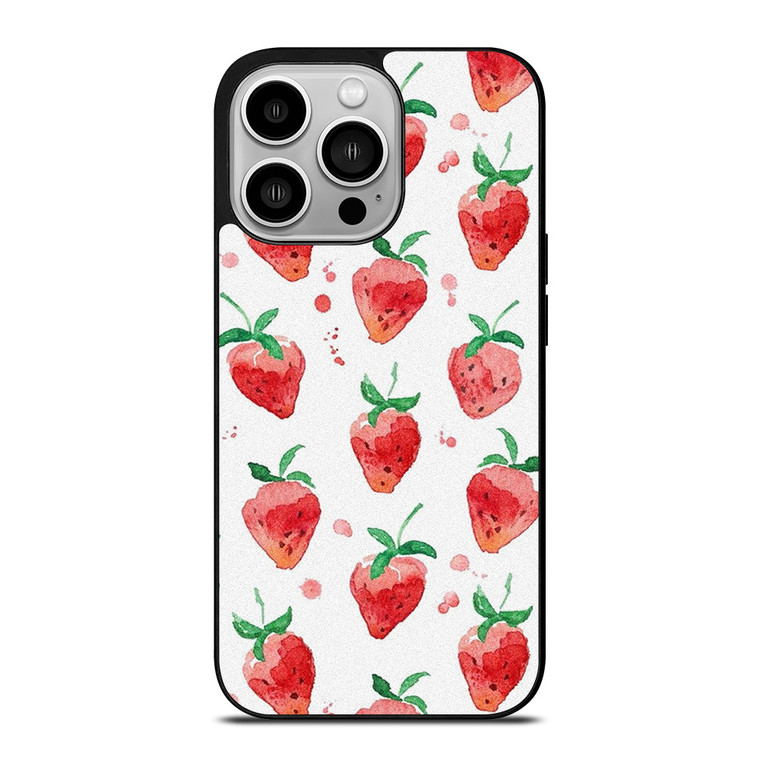 STRAWBERRY BRUSHED PATTERN iPhone 14 Pro Case Cover