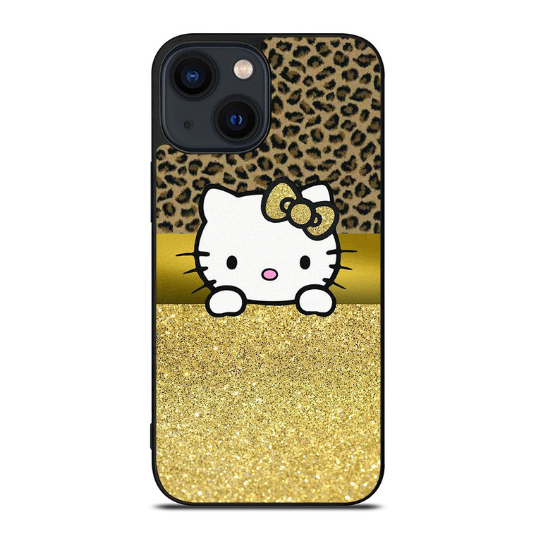 HELLO KITTY GOLD GLITTER LEOPARD iPhone 14 Plus Case Cover