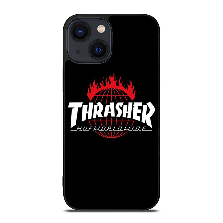 THRASHER HUF WORLDWIDE LOGO iPhone 14 Plus Case Cover