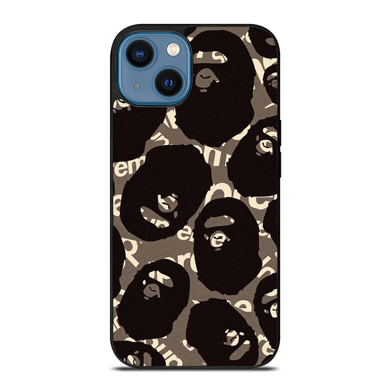 A BATHING APE SUPREME BLACK iPhone 14 Case Cover A BATHING APE SUPREME BLACK iPhone 14 Case Cover