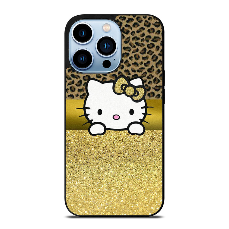 HELLO KITTY GOLD GLITTER LEOPARD iPhone 13 Pro Max Case Cover