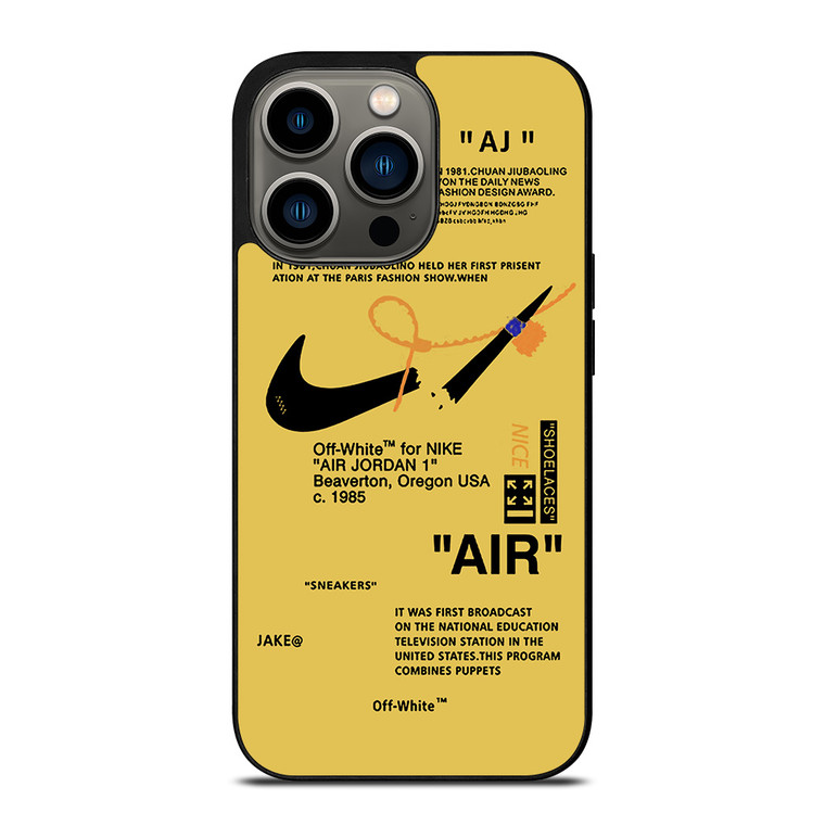 NIKE AIR OFF WHITE YELLOW iPhone 13 Pro Case Cover