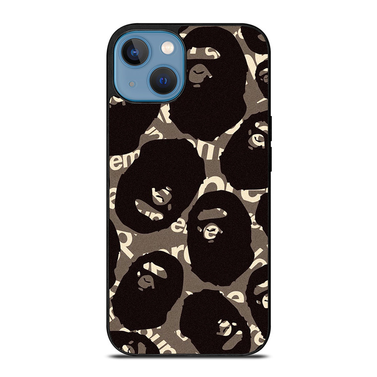 A BATHING APE SUPREME BLACK iPhone 13 Case Cover