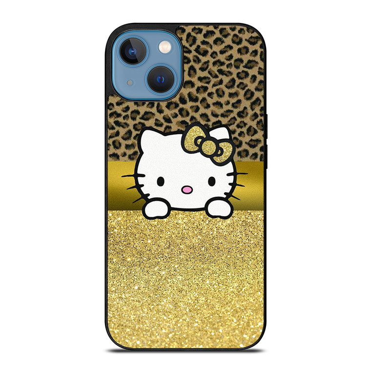HELLO KITTY GOLD GLITTER LEOPARD iPhone 13 Case Cover