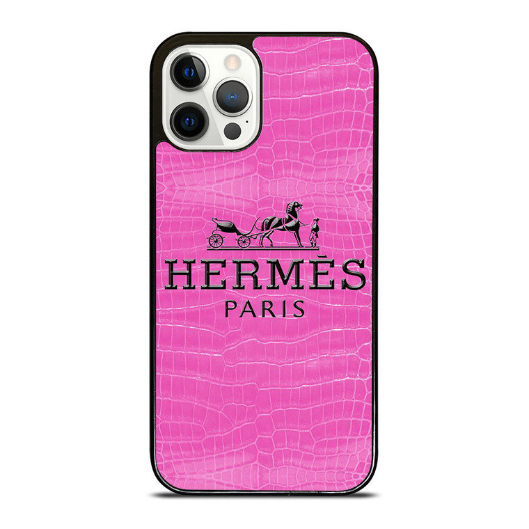 HERMES PARIS PINK LEATHER iPhone 12 Pro Case Cover