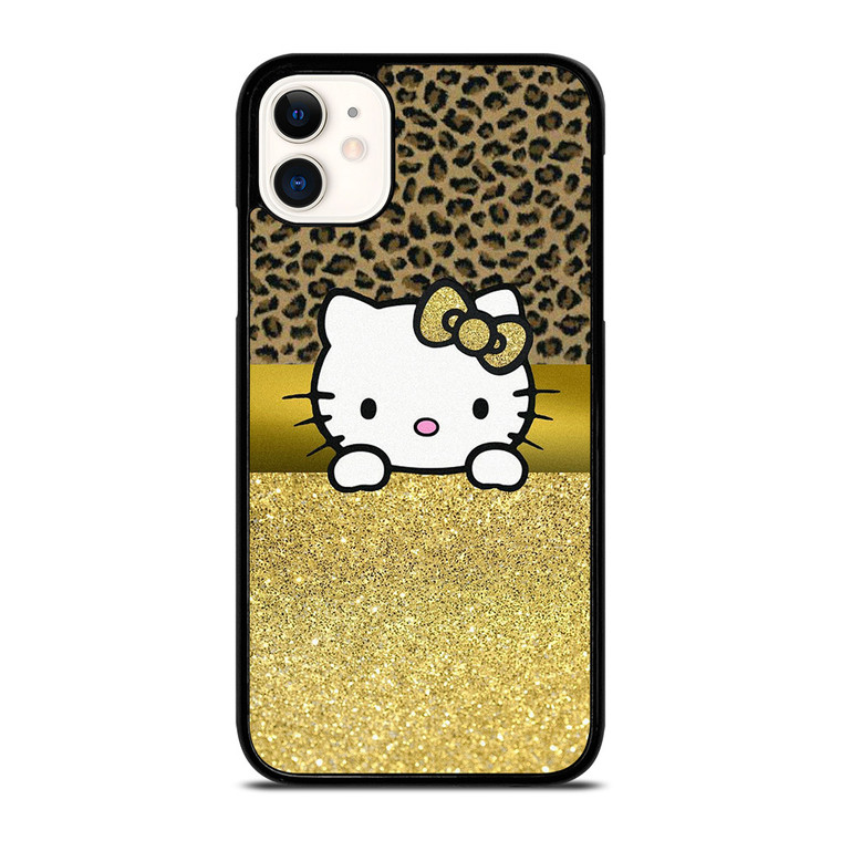HELLO KITTY GOLD GLITTER LEOPARD iPhone 11 Case Cover