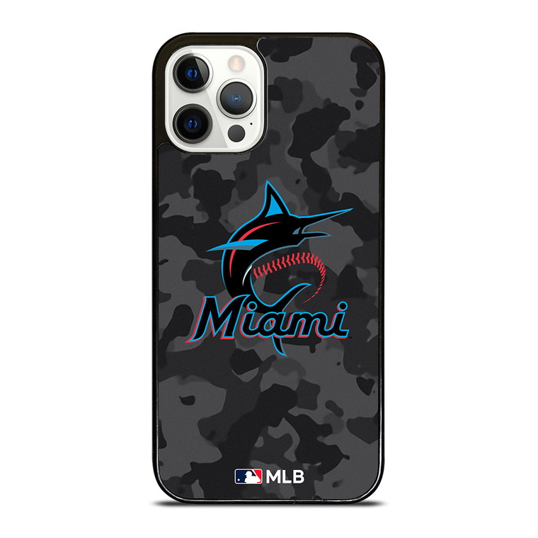 MIAMI MARLINS BASEBALL BLACK CAMO iPhone 12 Pro Case Cover