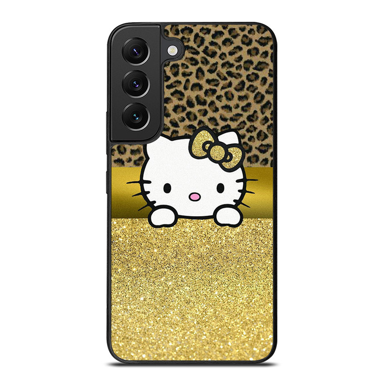 HELLO KITTY GOLD GLITTER LEOPARD Samsung Galaxy S22 Plus Case Cover