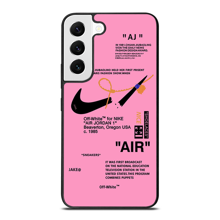 NIKE AIR OFF WHITE PINK Samsung Galaxy S22 Case Cover