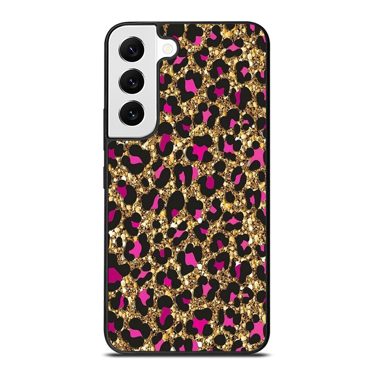 PINK LEOPARD GLITTER SKIN Samsung Galaxy S22 Case Cover