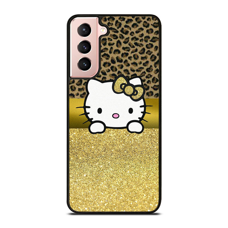 HELLO KITTY GOLD GLITTER LEOPARD Samsung Galaxy S21 Case Cover