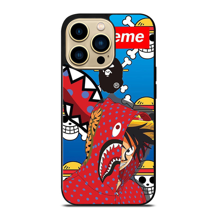LUFFY ONE PIECE SUPREME BAPE iPhone 14 Pro Max Case Cover