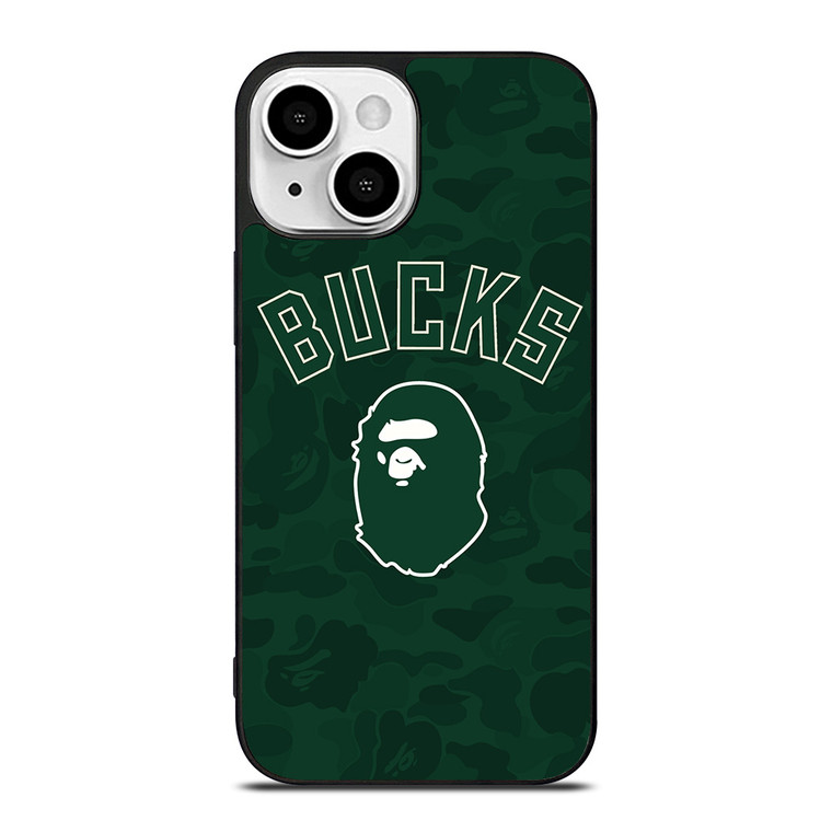 MILWAUKEE BUCKS X BAPE CAMO iPhone 13 Mini Case Cover MILWAUKEE BUCKS X BAPE CAMO iPhone 13 Mini Case Cover