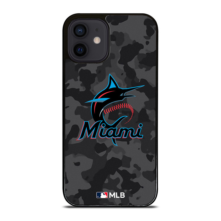 MIAMI MARLINS BASEBALL BLACK CAMO iPhone 12 Mini Case Cover