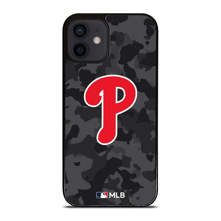 PHILADELPHIA PHILLIES BASEBALL BLACK CAMO iPhone 12 Mini Case Cover PHILADELPHIA PHILLIES BASEBALL BLACK CAMO iPhone 12 Mini Case Cover