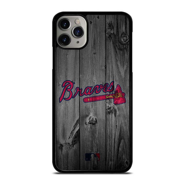 ATLANTA BRAVES BASEBALL MLB WOOD LOGO iPhone 11 Pro Max Case Cover