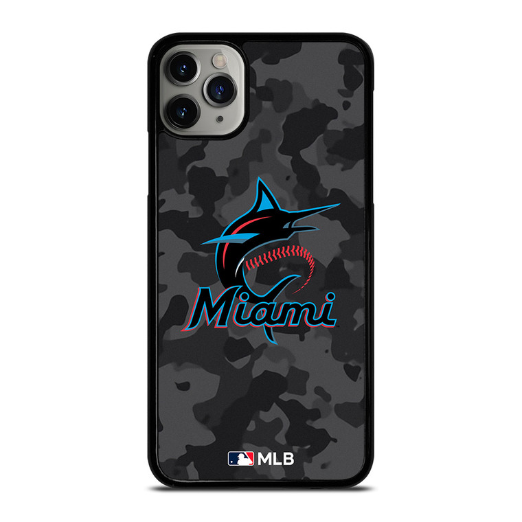 MIAMI MARLINS BASEBALL BLACK CAMO iPhone 11 Pro Max Case Cover