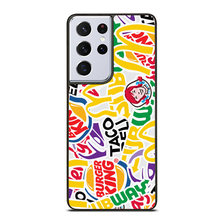 FAST FOOD BRAND STICKER BOMB Samsung Galaxy S21 Ultra Case Cover