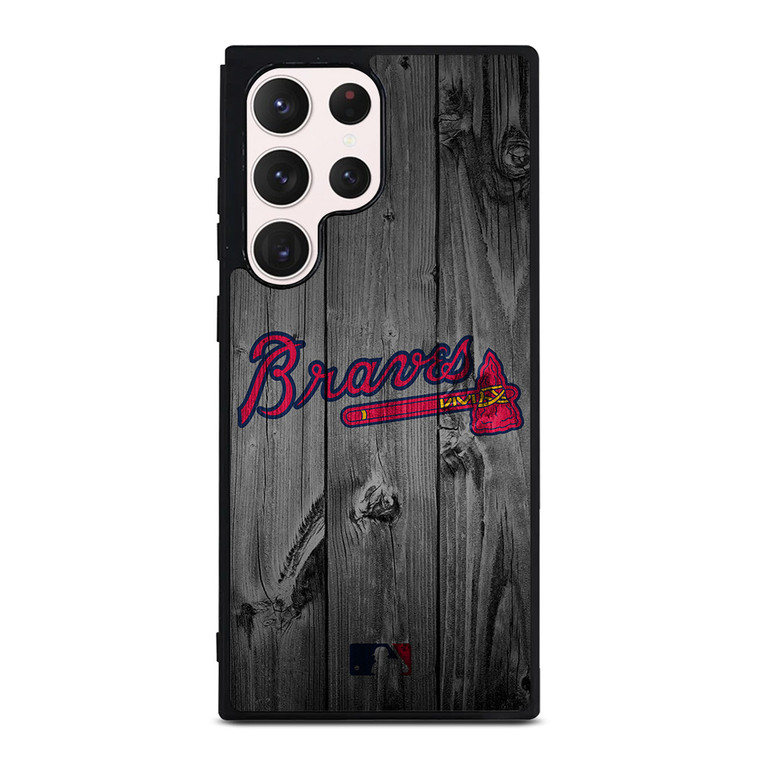 ATLANTA BRAVES BASEBALL MLB WOOD LOGO Samsung Galaxy S23 Ultra Case Cover