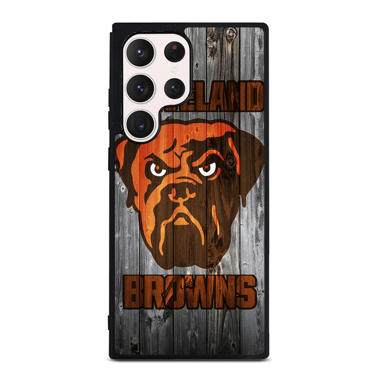 CLEVELAND BROWNS NFL FOOTBALL WOODEN LOGO Samsung Galaxy S23 Ultra Case Cover