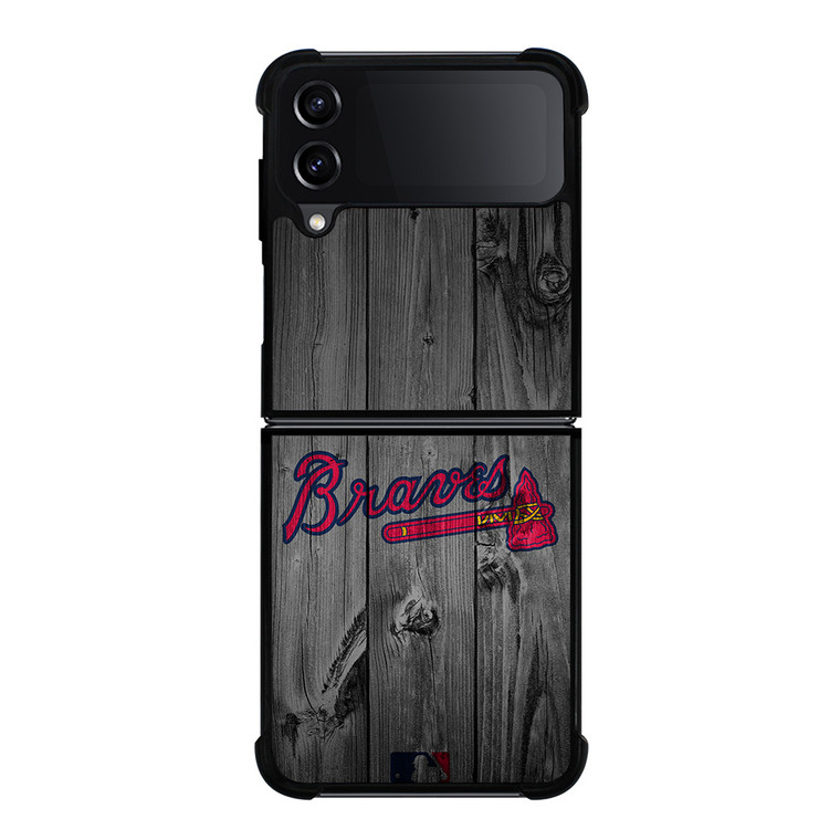 ATLANTA BRAVES BASEBALL MLB WOOD LOGO Samsung Galaxy Z Flip 4 Case Cover
