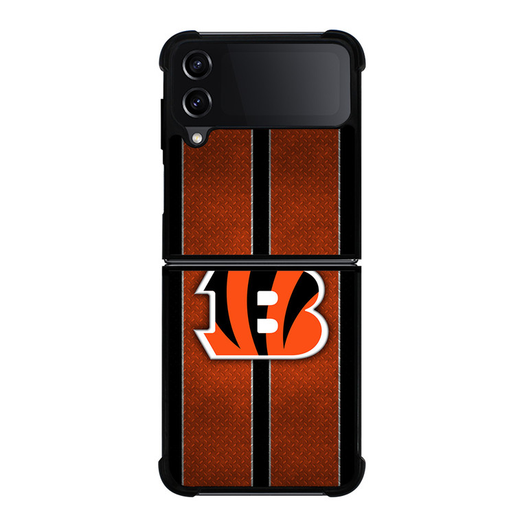 CINCINNATI BENGALS NFL METAL STRIPE Samsung Galaxy Z Flip 4 Case Cover