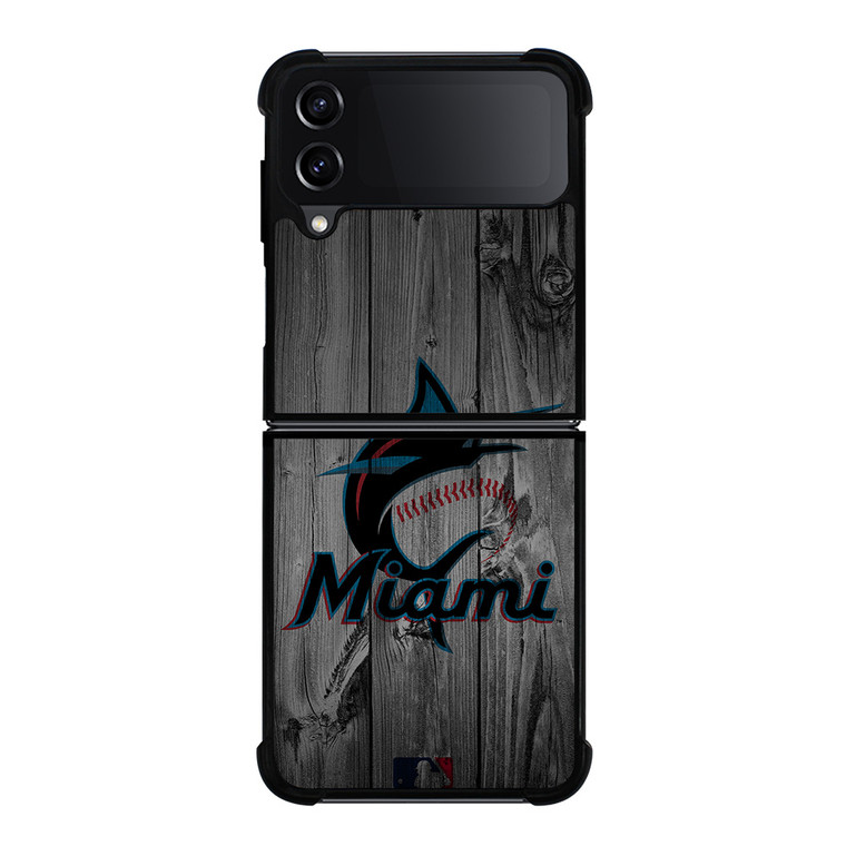 MIAMI MARLINS BASEBALL MLB WOOD LOGO Samsung Galaxy Z Flip 4 Case Cover