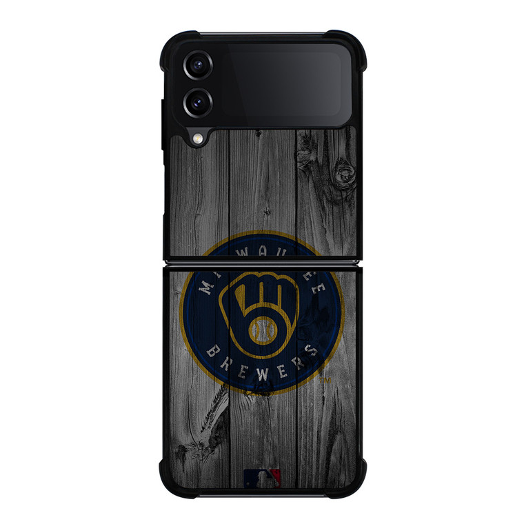 MILWAUKEE BREWERS BASEBALL MLB WOOD LOGO Samsung Galaxy Z Flip 4 Case Cover