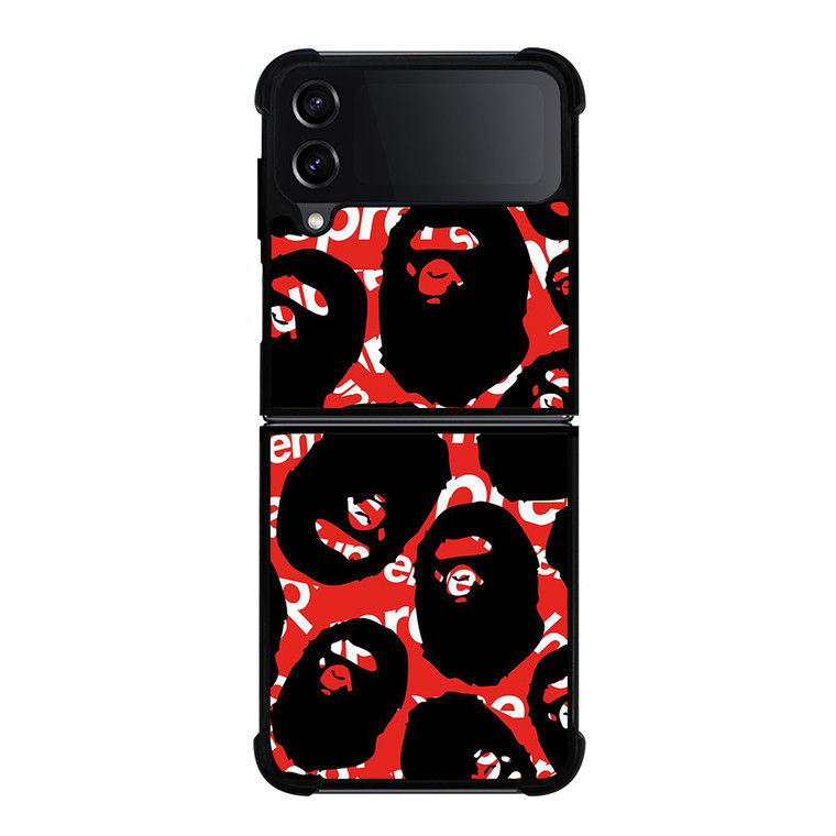 SUPREME X BAPE A BATHING APE Samsung Galaxy Z Flip 4 Case Cover