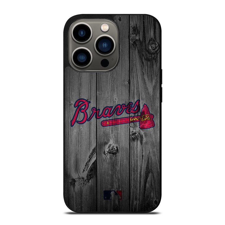 ATLANTA BRAVES BASEBALL MLB WOOD LOGO iPhone 13 Pro Case Cover