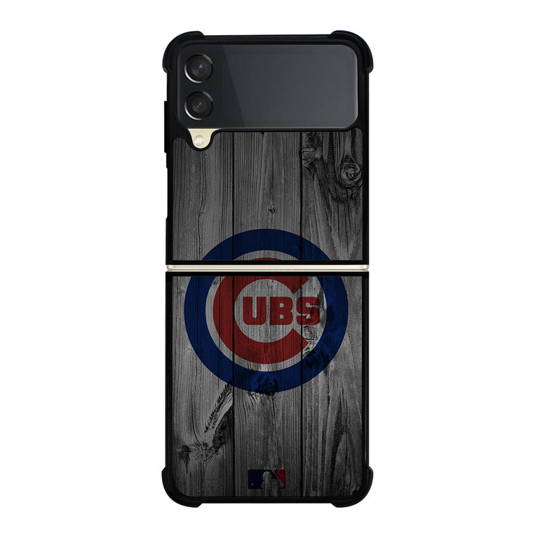 CHICAGO CUBS BASEBALL MLB WOOD LOGO Samsung Galaxy Z Flip 3 Case Cover