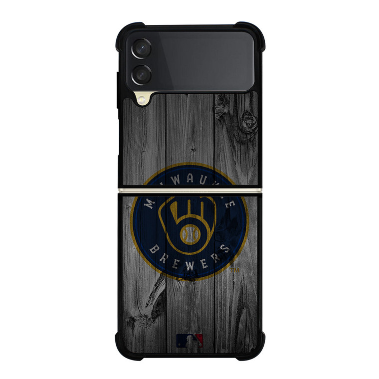 MILWAUKEE BREWERS BASEBALL MLB WOOD LOGO Samsung Galaxy Z Flip 3 Case Cover