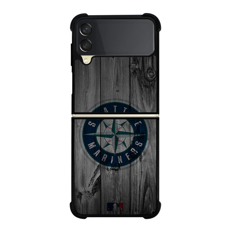 SEATTLE MARINERS BASEBALL MLB WOOD LOGO Samsung Galaxy Z Flip 3 Case Cover
