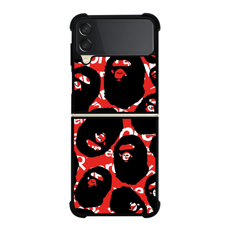 SUPREME X BAPE A BATHING APE Samsung Galaxy Z Flip 3 Case Cover