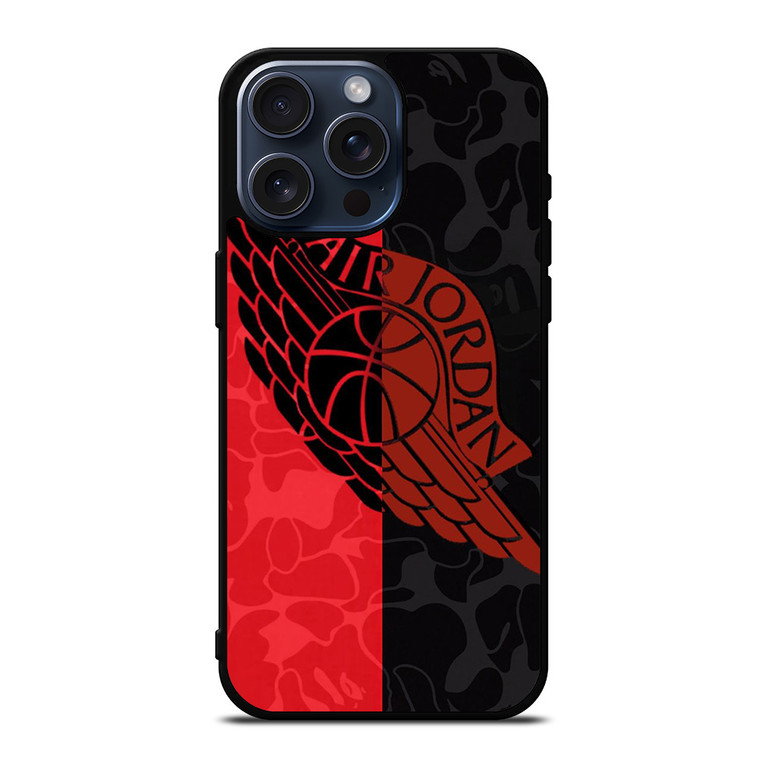 AIR JORDAN RED BLACK BAPE iPhone 15 Pro Max Case Cover