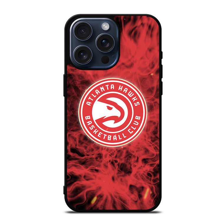 ATLANTA HAWKS BASKETBALL NBA FIRE iPhone 15 Pro Max Case Cover