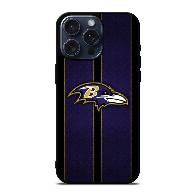 BALTIMORE RAVENS NFL METAL STRIPE iPhone 15 Pro Max Case Cover