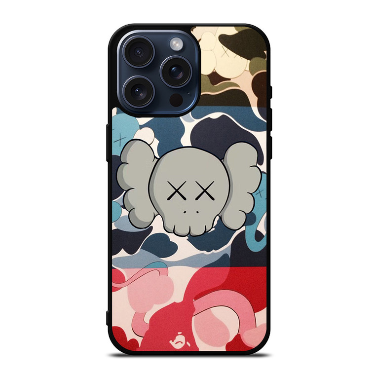 BAPE CAMO KAWS iPhone 15 Pro Max Case Cover