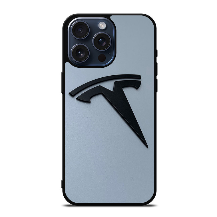 BLACK TESLA CAR LOGO iPhone 15 Pro Max Case Cover