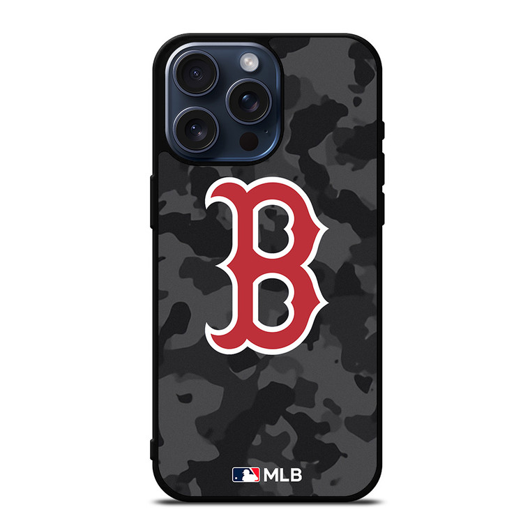 BOSTON RED SOX BASEBALL BLACK CAMO iPhone 15 Pro Max Case Cover