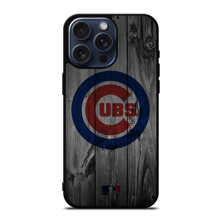 CHICAGO CUBS BASEBALL MLB WOOD LOGO iPhone 15 Pro Max Case Cover