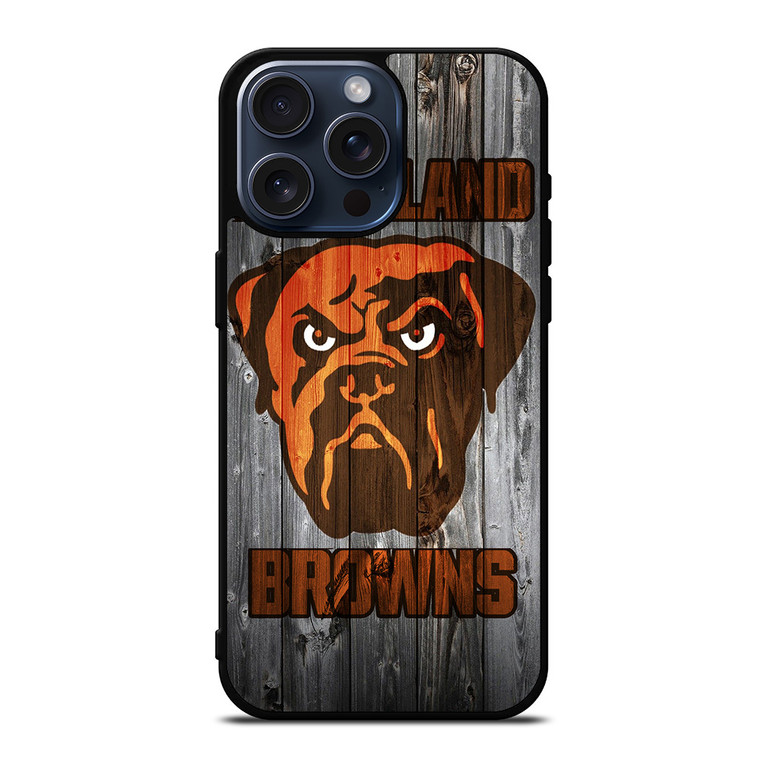 CLEVELAND BROWNS NFL FOOTBALL WOODEN LOGO iPhone 15 Pro Max Case Cover