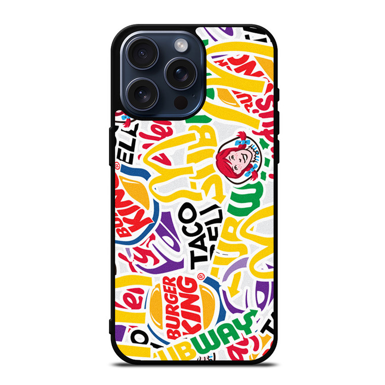 FAST FOOD BRAND STICKER BOMB iPhone 15 Pro Max Case Cover