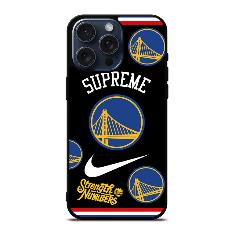 GOLDEN STATE WARRIORS NBA X SUPREME NIKE iPhone 15 Pro Max Case Cover GOLDEN STATE WARRIORS NBA X SUPREME NIKE iPhone 15 Pro Max Case Cover